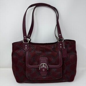 COACH Campbell Bell Signature Metallic Carryall F26246 Bordeaux Jacquard Tote